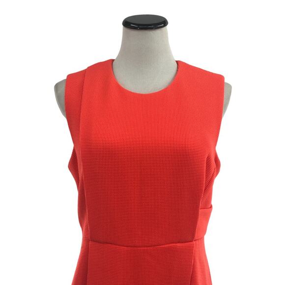 Whistles Textured Sleeveless Flare Dress Waffle Knit In Bright Orange 10 - Picture 6 of 12